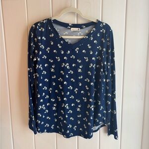 Floral Navy Blue Women's Top